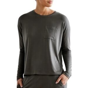 Sijo Gray Soft Stretch Long Sleeve Pajama Sleep Shirt